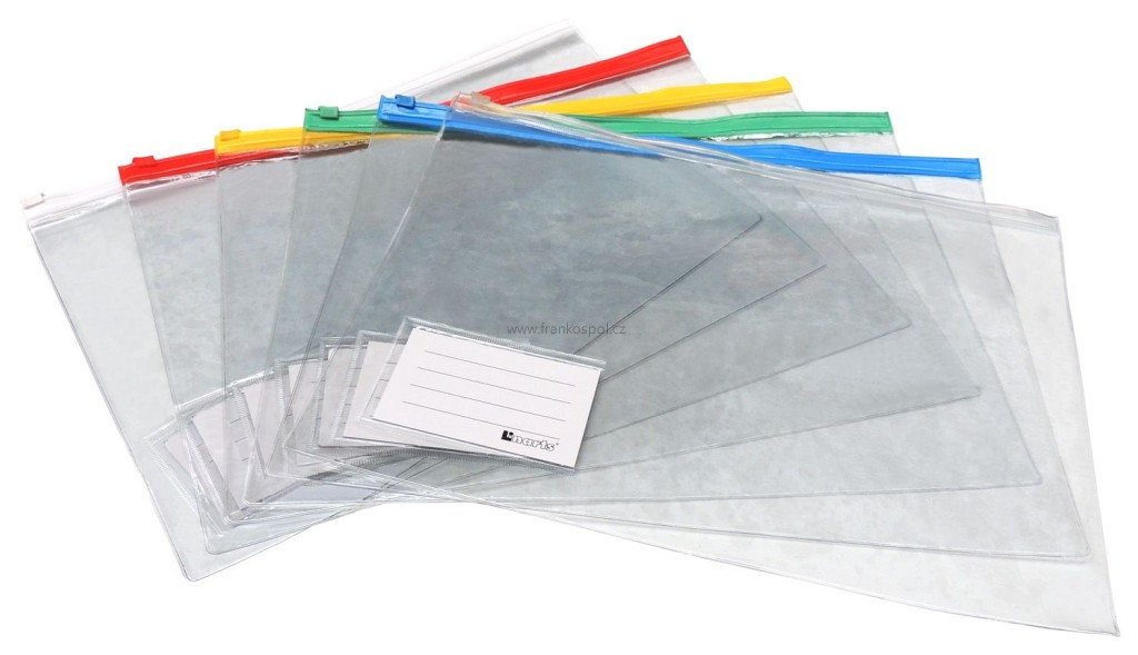 Obálka se zipem a okénkem A4, transparent mix