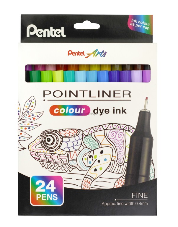 Liner PENTEL Pointliner S40, 0,4 mm, sada 24 ks