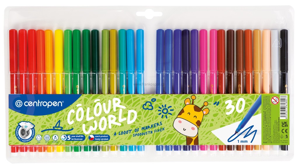 Popisovač CENTROPEN Colour World 7550/30, sada 30 ks