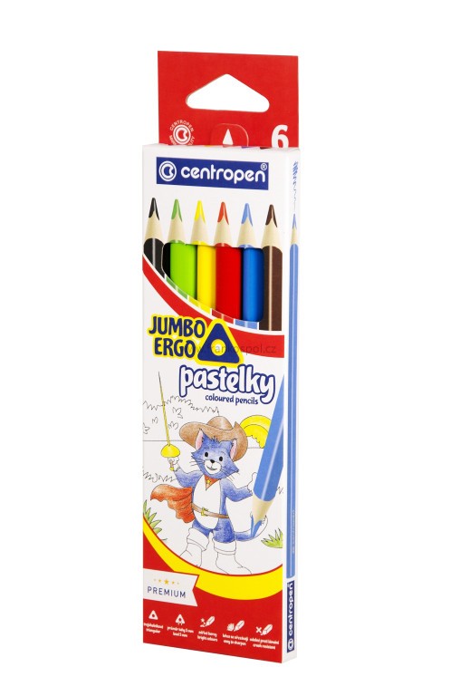 Pastelky CENTROPEN 9522 Jumbo, trojhranné, 6 barev