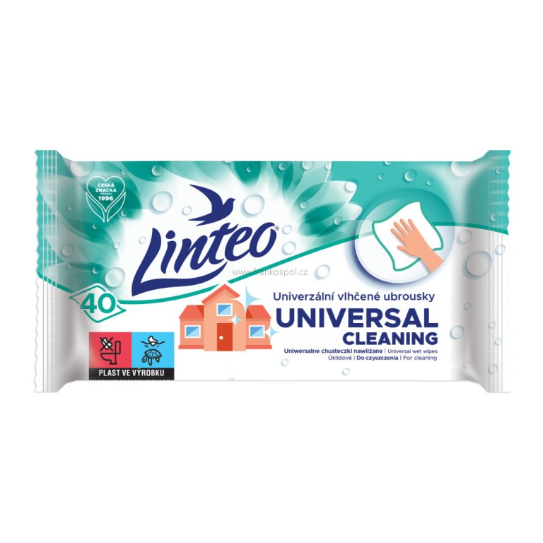 Vlhčené ubrousky LINTEO úklidové univerzální, 40 ks