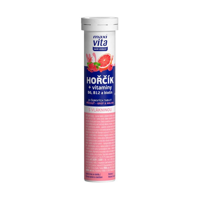 Šumivé tablety MAXI VITA Hořčík + vitaminy B6, B12 a biotin