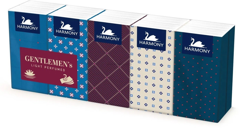 Papírové kapesníčky HARMONY Gentlemen's light perfumed, 3-vrstvé, 10 x 10 ks