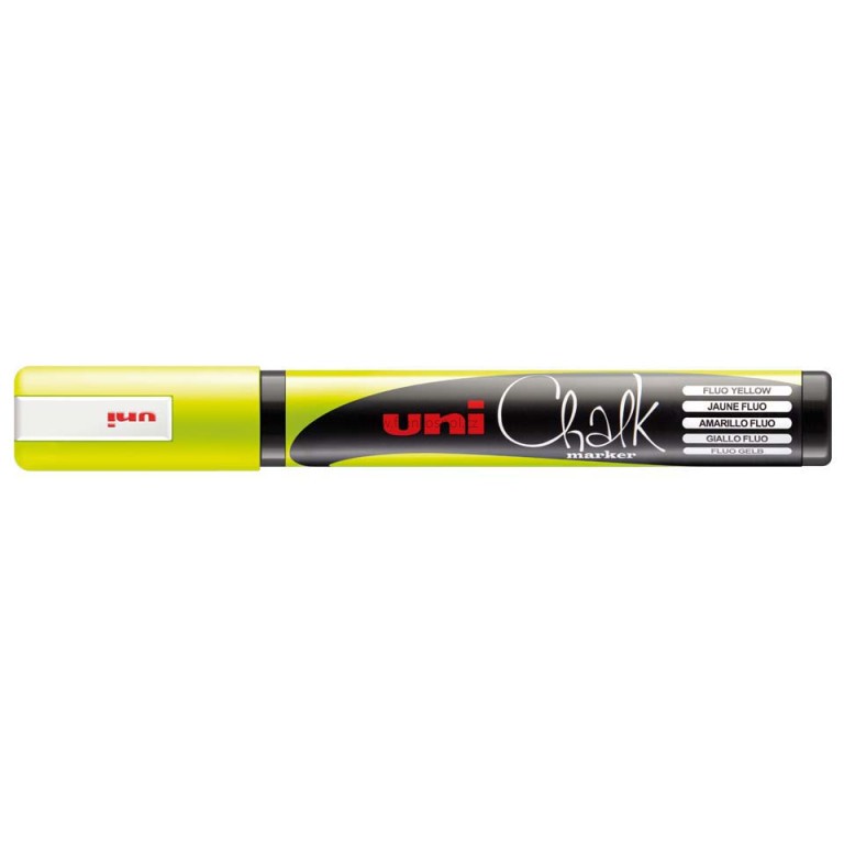 Křídový popisovač UNI Chalk Marker, 1,8-2,5 mm, fluo žlutý