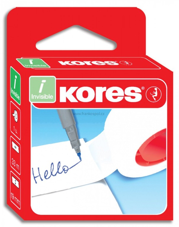 Lepicí páska KORES INVISIBLE - bankovní, 19 mm x 33 m