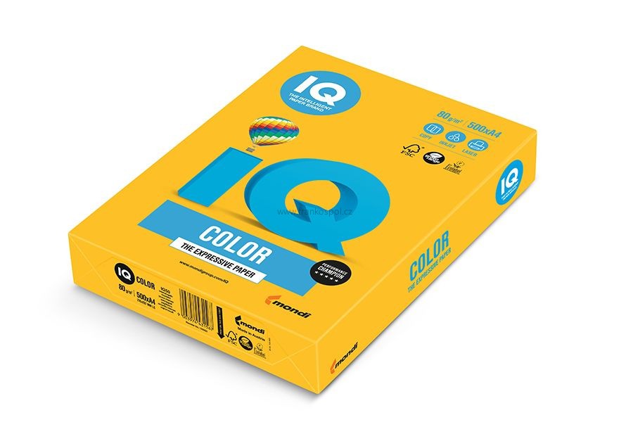 Barevný papír IQ COLOR, A4, 80 g, 500 listů, zlatožlutý