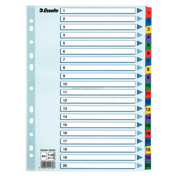 Rozdružovač ESSELTE, MYLAR 1-20 zesílený