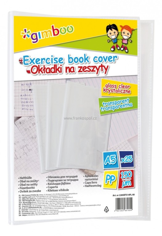 GIMBOO obal na sešit A5, PP, 150 mic