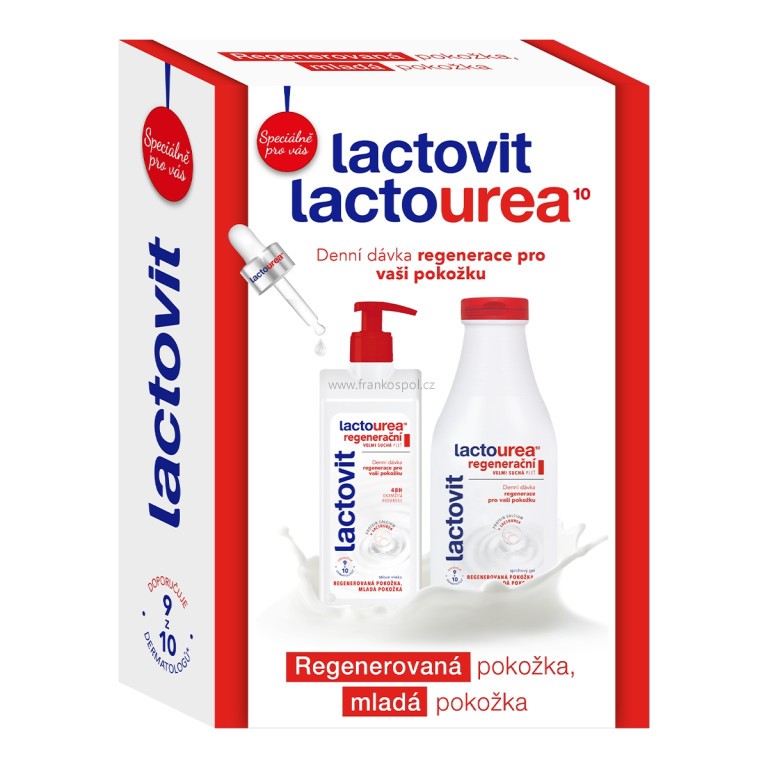 LACTOVIT Lactourea tělové mléko 400 ml + sprchový gel 500 ml, regenerační, dárková sada