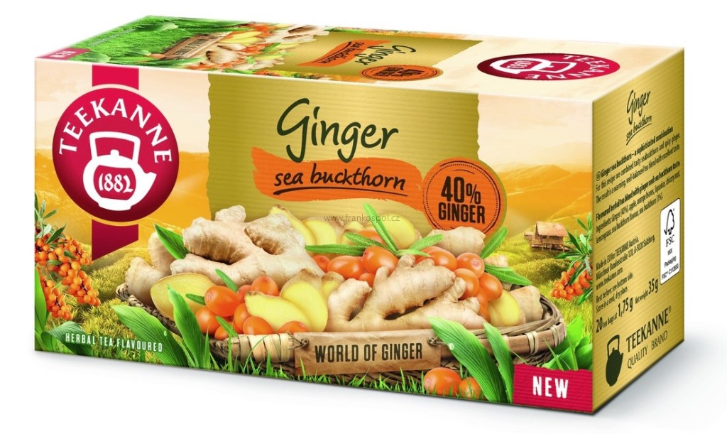 Bylinný čaj TEEKANNE Zázvor s rakytníkem, 20 x 1,75 g