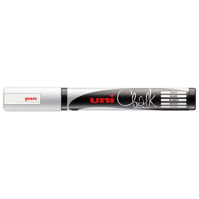 Křídový popisovač UNI Chalk Marker, 1,8-2,5 mm, bílý