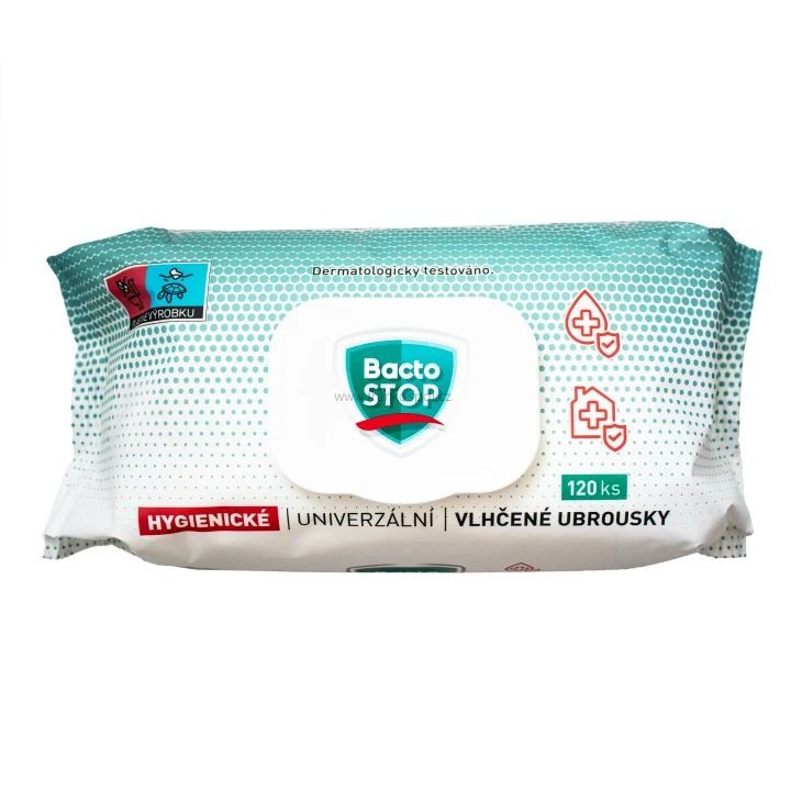Vlhčené ubrousky BactoSTOP hygienické, 120 ks