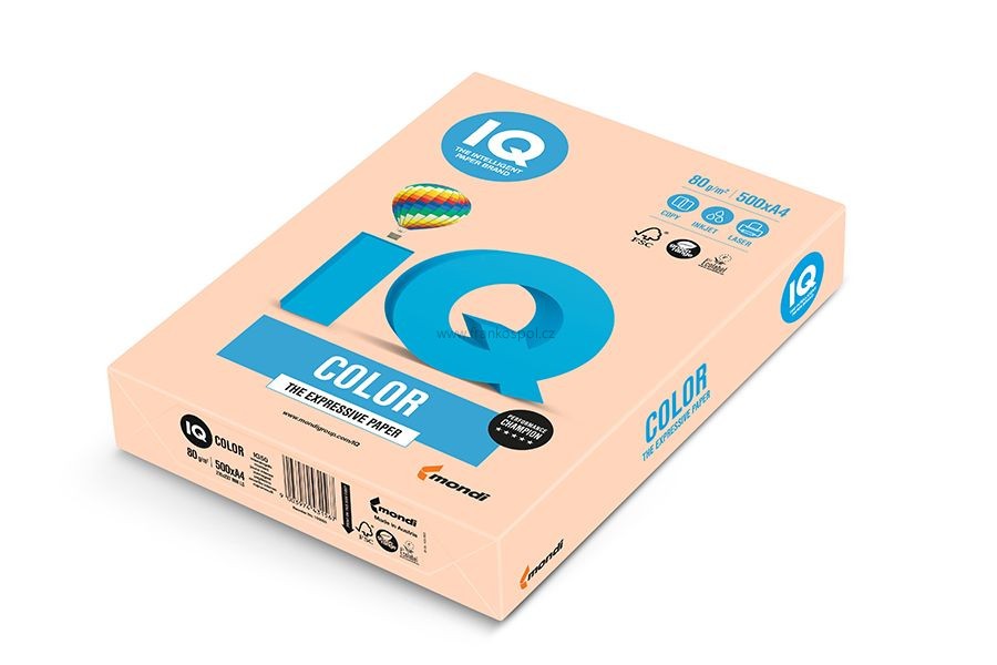 Barevný papír IQ COLOR, A4, 80 g, 500 listů, lososový