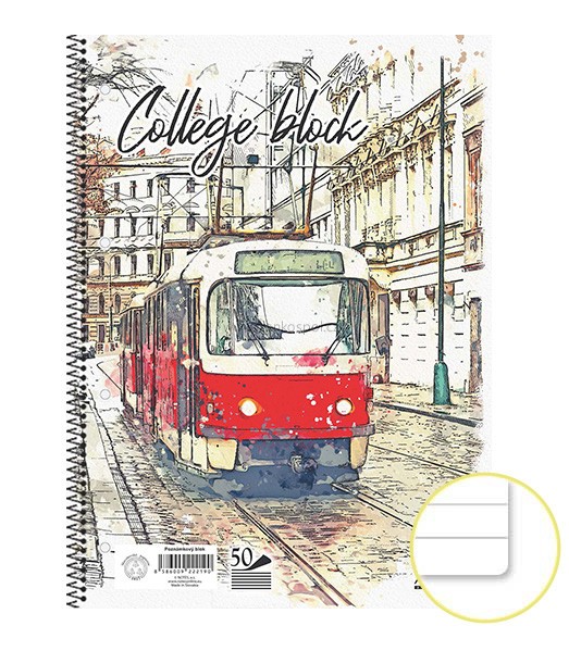 Blok kroužkový COLLEGE s boční spirálou, A4, 50 listů, linkovaný